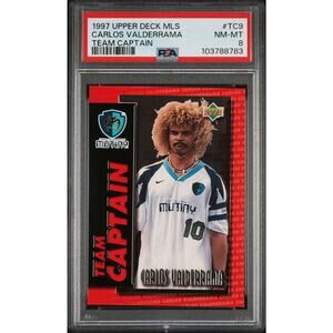1997 Upper Deck MLS Team Captain #TC9 Carlos Valderrama PSA 8 Tampa Bay Mutiny